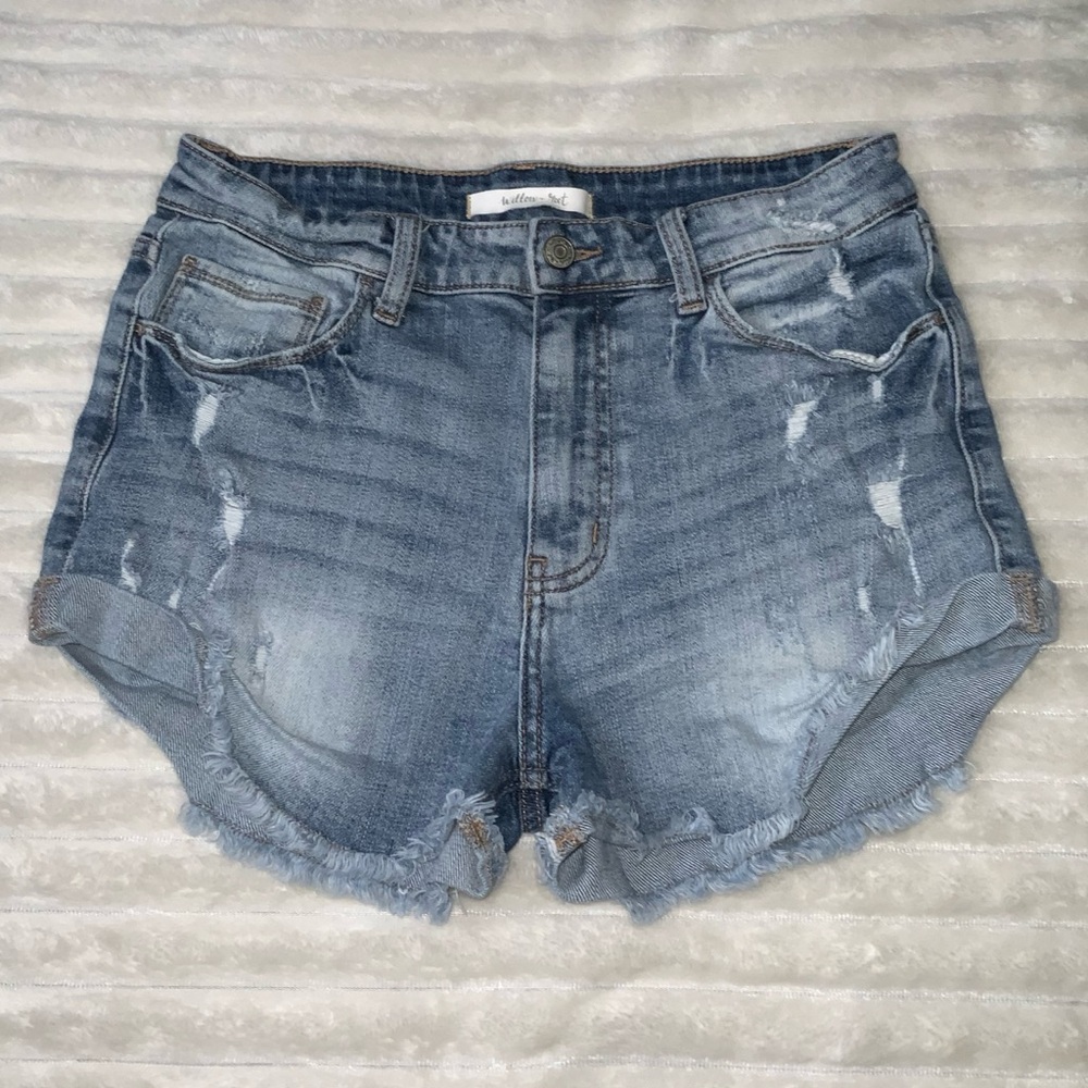 Willow + Root Distressed Denim Shorts • Size Medium